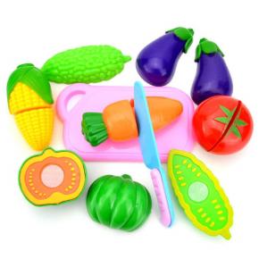 Wholesale Manufacture Custom Safety Children Kitchen Fruit Refrigerator Sets Toys Cutting Fruit And Vegetable Toy Pretend Play