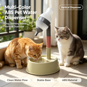 Multi-Color Portable Eco Friendly ABS Lovely Pet Water Dispenser for Drinking Vertical Feeding Watering Bowl Detachable