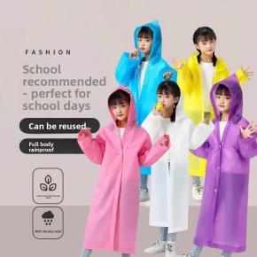 Outdoor Kids Rain Jacket Ponchos Windproof EVA Portable Children's Raincoat